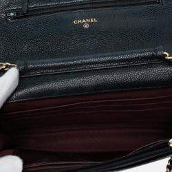 Pre Owned Chanel Black CC Quilted Caviar Wallet on Chain