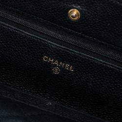 Pre Owned Chanel Black CC Quilted Caviar Wallet on Chain