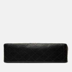 Pre Owned Chanel Black Maxi XL Classic Lambskin Single Flap