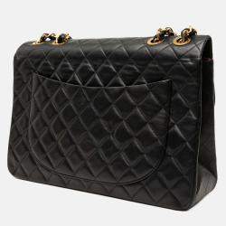 Pre Owned Chanel Black Maxi XL Classic Lambskin Single Flap