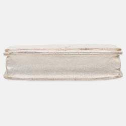 Pre Owned Chanel Gold CC Quilted Metallic Lambskin Wallet on Chain