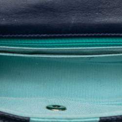 Pre Owned Chanel Navy Blue New Mini Coco Pleats Perforated Calfskin Single Flap