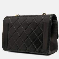 Pre Owned Chanel Black Small Lambskin Diana Flap