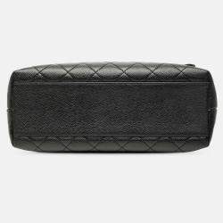 Pre Owned Chanel Black CC Quilted Caviar Kelly Top Handle Bag