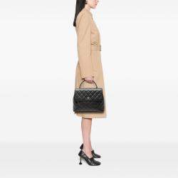Pre Owned Chanel Black CC Quilted Caviar Kelly Top Handle Bag