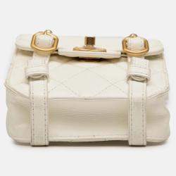 Pre Owned Chanel White Mini Aged Calfskin City School Flap