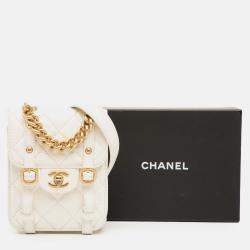 Pre Owned Chanel White Mini Aged Calfskin City School Flap