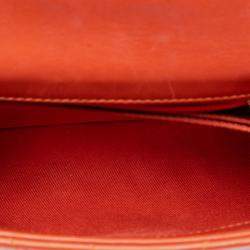Pre Owned Chanel Orange Mini Chevron Lambskin Coco Top Handle Bag
