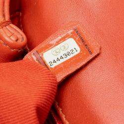 Pre Owned Chanel Orange Mini Chevron Lambskin Coco Top Handle Bag