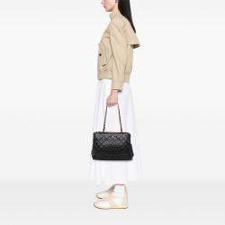Pre Owned Chanel Black Small Quilted Calfskin Chain Me Tote