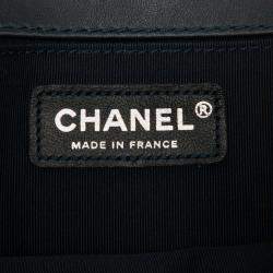Pre Owned Chanel Navy Blue Old Medium Tweed Enchained Boy Flap