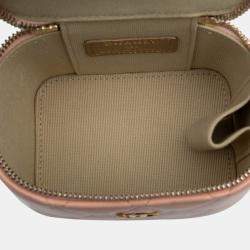 Pre Owned Chanel Pink Mini Quilted Lambskin Pearl Crush Vanity Case With Chain