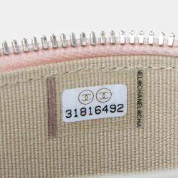 Pre Owned Chanel Pink Mini Quilted Lambskin Pearl Crush Vanity Case With Chain