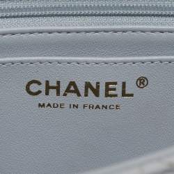 Pre Owned Chanel Blue Quilted Caviar Leather Mini Retro Twist Top Handle Bag