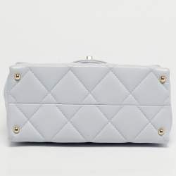 Pre Owned Chanel Blue Quilted Caviar Leather Mini Retro Twist Top Handle Bag