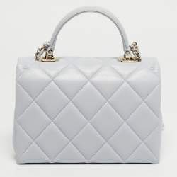 Pre Owned Chanel Blue Quilted Caviar Leather Mini Retro Twist Top Handle Bag