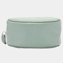 Pre Owned Chanel Blue CC Quilted Caviar Round Clutch With Chain