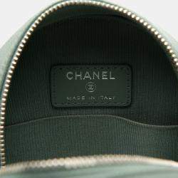 Pre Owned Chanel Blue CC Quilted Caviar Round Clutch With Chain