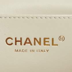 Pre Owned Chanel Green Iridescent Quilted Leather Mini Double Pearl Flap Bag