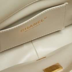 Pre Owned Chanel Green Iridescent Quilted Leather Mini Double Pearl Flap Bag