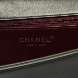 Pre Owned Chanel Grey Embossed Leather Medium Propeller Flap Bag