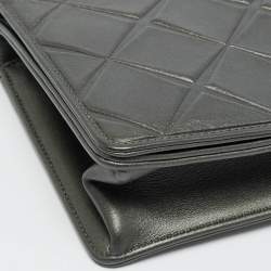 Pre Owned Chanel Grey Embossed Leather Medium Propeller Flap Bag