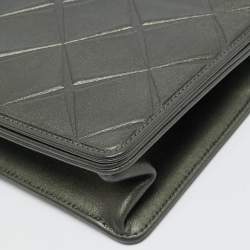 Pre Owned Chanel Grey Embossed Leather Medium Propeller Flap Bag