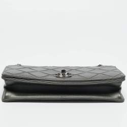 Pre Owned Chanel Grey Embossed Leather Medium Propeller Flap Bag