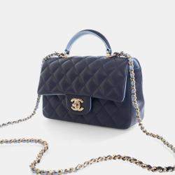 Pre Owned Chanel Mini Lambskin Rectangular Top Handle