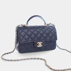 Pre Owned Chanel Mini Lambskin Rectangular Top Handle