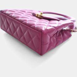 Pre Owned Chanel Nano Crinkled Calfskin Kelly Shopper