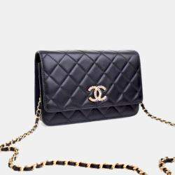 Pre Owned Chanel Lambskin Crystal CC Wallet On Chain