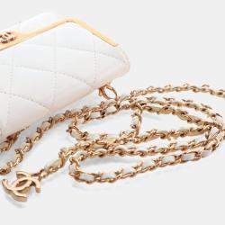 Pre Owned Chanel Mini Lambskin Chain Belt Waist Bag