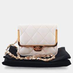 Pre Owned Chanel Mini Lambskin Chain Belt Waist Bag