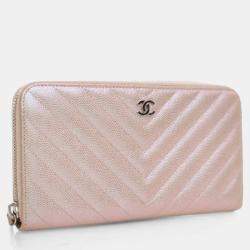 Pre Owned Chanel Caviar CC Long Zip Wallet