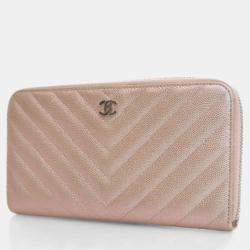 Pre Owned Chanel Caviar CC Long Zip Wallet