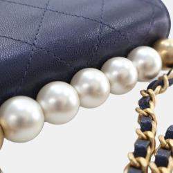 Pre Owned Chanel Mini Goatskin Chic Pearls Flap Clutch