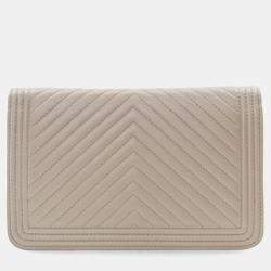 Pre Owned Chanel Lambskin Boy Wallet On Chain (WOC)