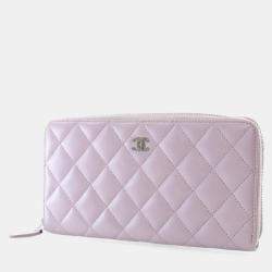 Pre Owned Chanel Lambskin Classic Long Zip Wallet