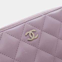 Pre Owned Chanel Lambskin Classic Long Zip Wallet