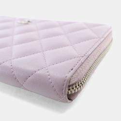 Pre Owned Chanel Lambskin Classic Long Zip Wallet
