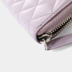 Pre Owned Chanel Lambskin Classic Long Zip Wallet