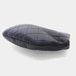 Pre Owned Chanel Black Lambskin Pearl Crown Clutch