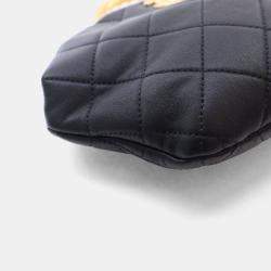 Pre Owned Chanel Black Lambskin Pearl Crown Clutch