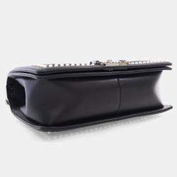 Pre Owned Chanel Medium Tweed Pearl Embellished Boy Bag