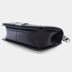 Pre Owned Chanel Medium Tweed Pearl Embellished Boy Bag