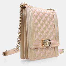 Pre Owned Chanel Iridescent Calfskin North South Boy Flap Bag