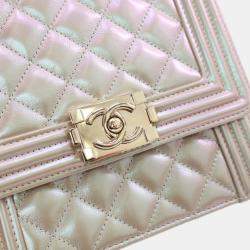Pre Owned Chanel Iridescent Calfskin North South Boy Flap Bag