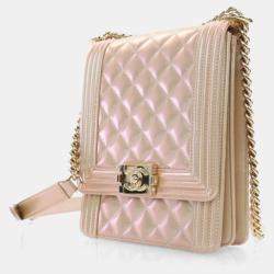 Pre Owned Chanel Iridescent Calfskin North South Boy Flap Bag