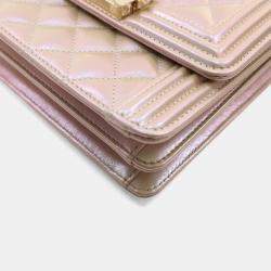 Pre Owned Chanel Iridescent Calfskin North South Boy Flap Bag